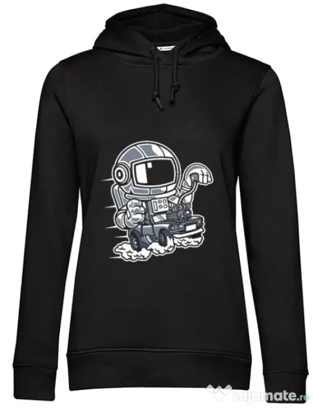 Hoodie dama cu gluga Space Racer Negru