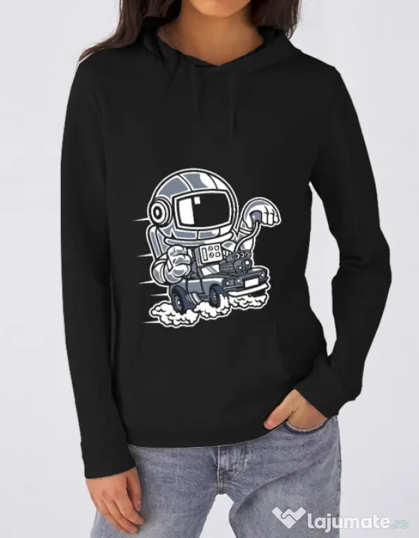 Hoodie dama cu gluga Space Racer Negru
