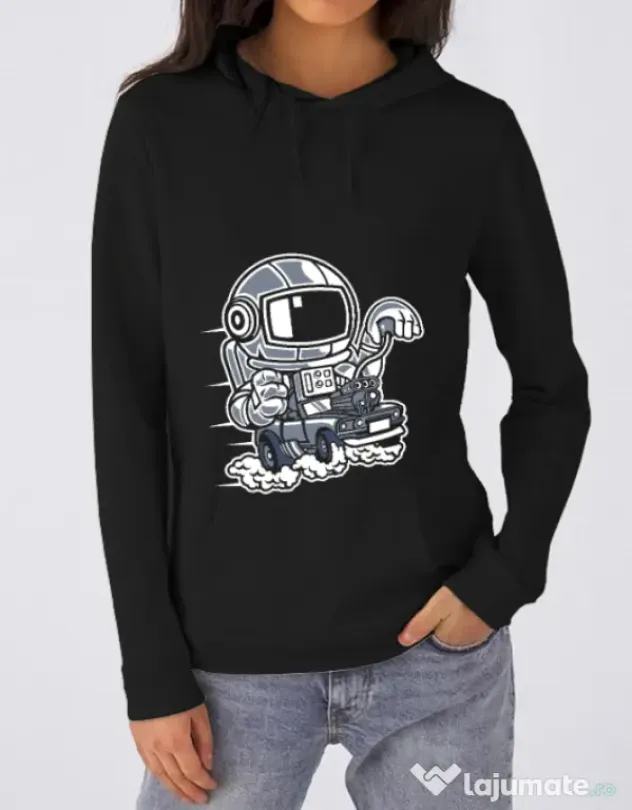 Hoodie dama cu gluga Space Racer Negru