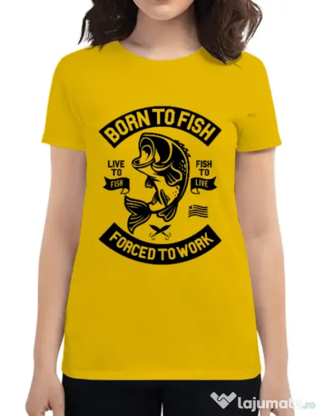 Tricou ADLER dama Born To Fish Galben