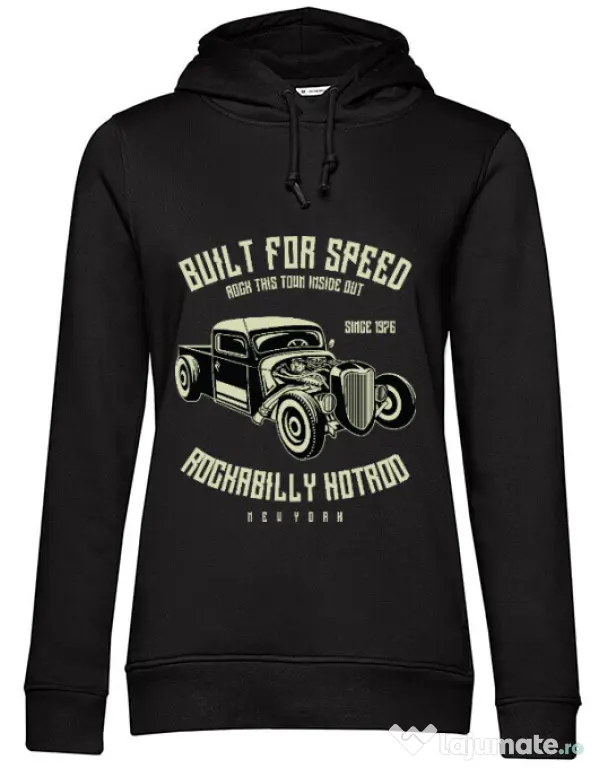 Hoodie dama cu gluga Built For Speed Negru