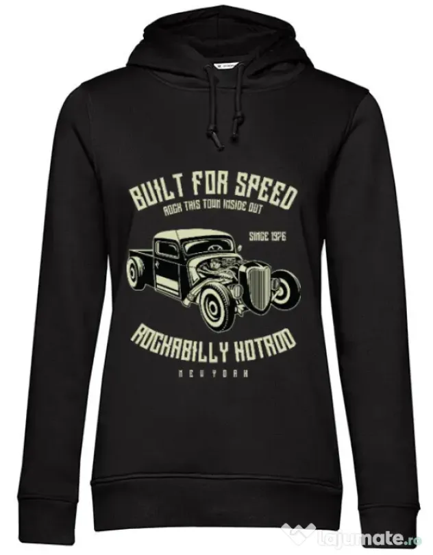 Hoodie dama cu gluga Built For Speed Negru