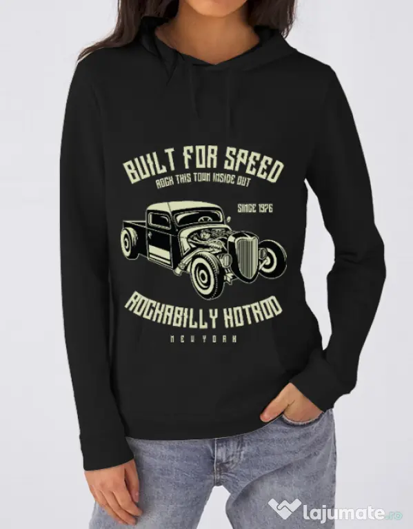 Hoodie dama cu gluga Built For Speed Negru