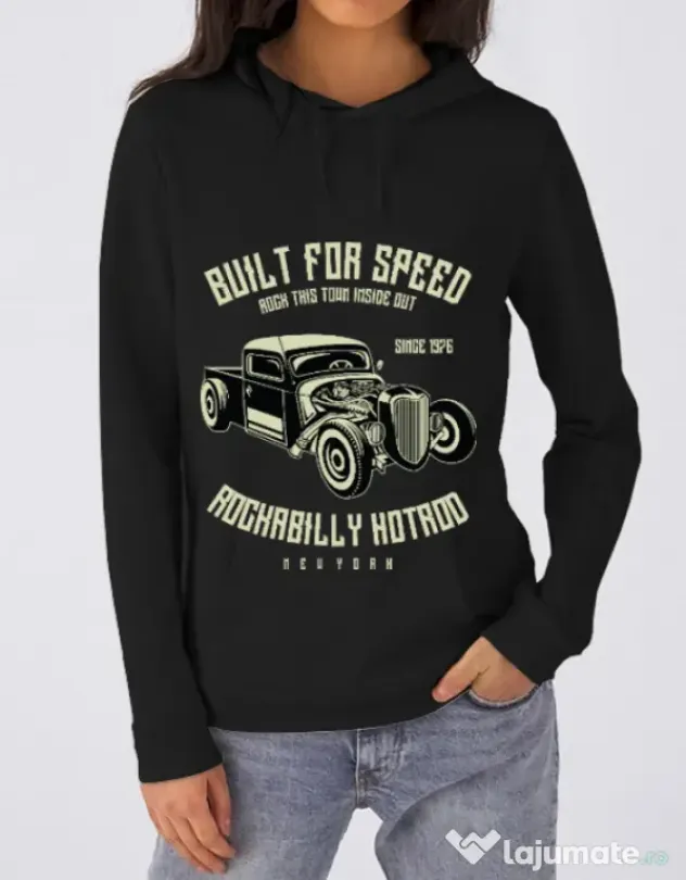 Hoodie dama cu gluga Built For Speed Negru