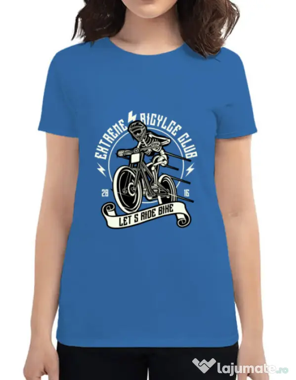 Tricou ADLER dama Lets Ride Bike Albastru azuriu