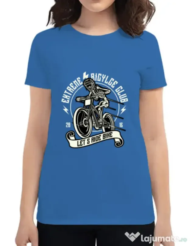 Tricou ADLER dama Lets Ride Bike Albastru azuriu