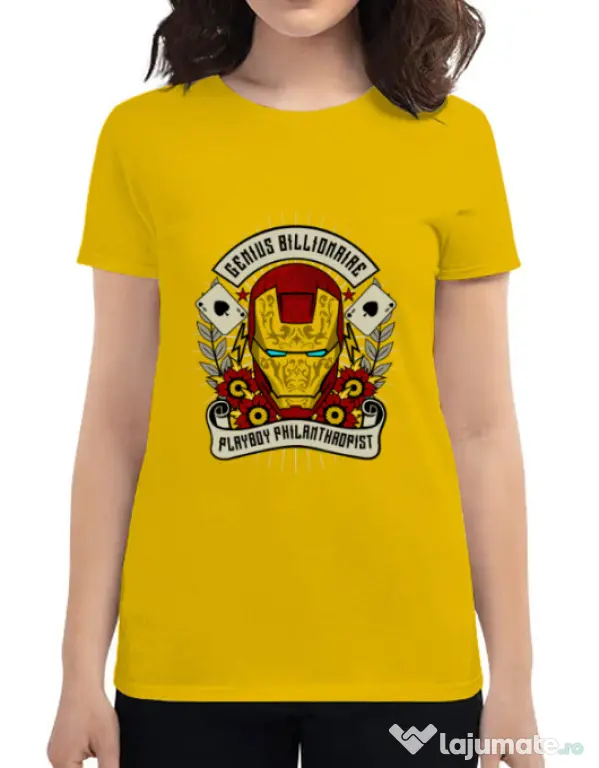 Tricou ADLER dama Genius Billionaire Galben