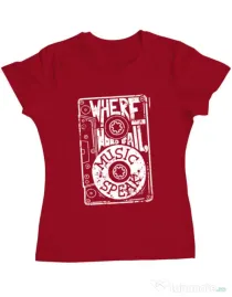 Tricou ADLER dama Where words fail, music speaks Rosu