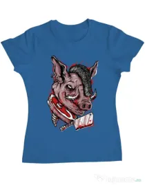 Tricou ADLER dama Pig Saw Albastru azuriu
