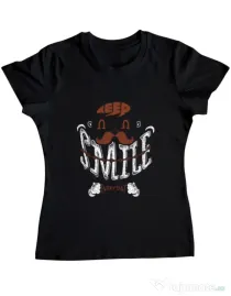 Tricou ADLER dama Keep smile everyday Negru