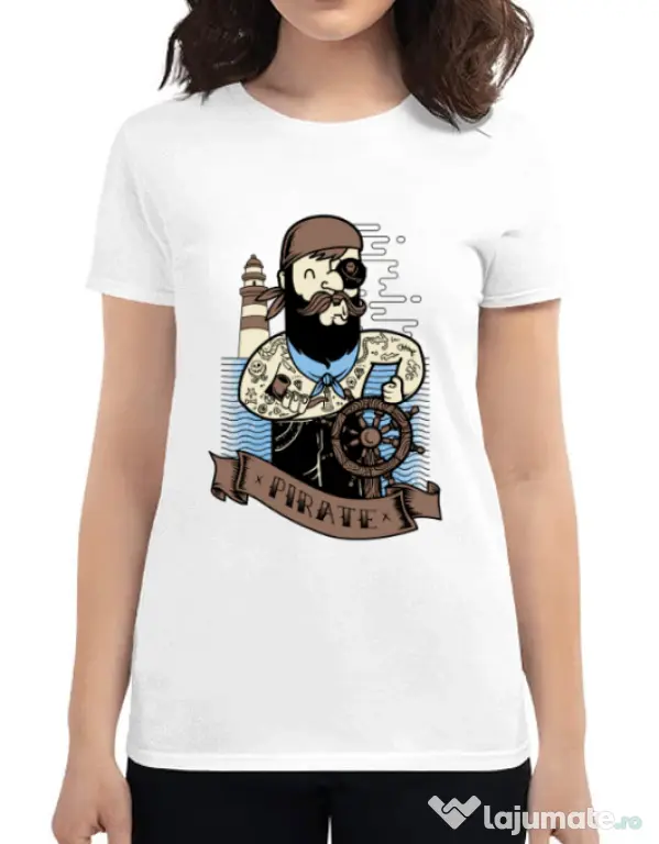 Tricou ADLER dama Adventure of the Sea Alb