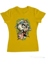 Tricou ADLER dama Skull Movie Galben