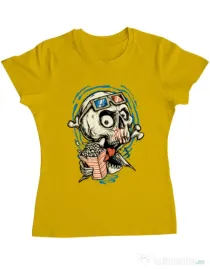 Tricou ADLER dama Skull Movie Galben