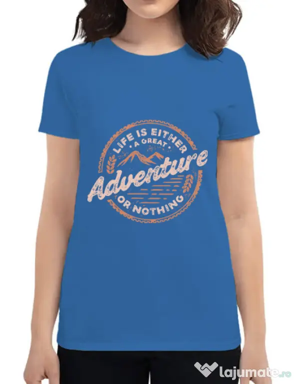 Tricou ADLER dama Adventure or nothing Albastru azuriu
