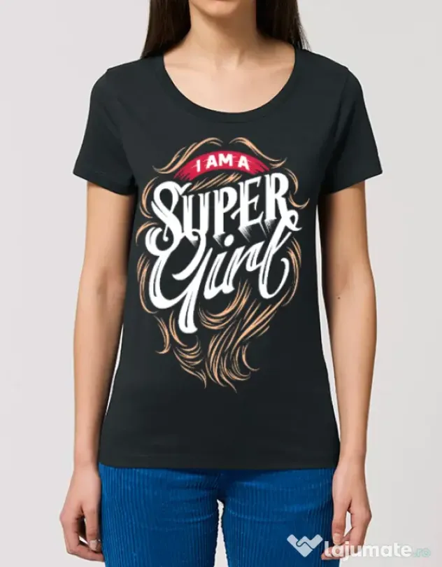 Tricou STANLEY STELLA dama I am a Super Girl Negru