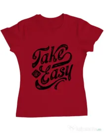 Tricou ADLER dama Take it easy Rosu
