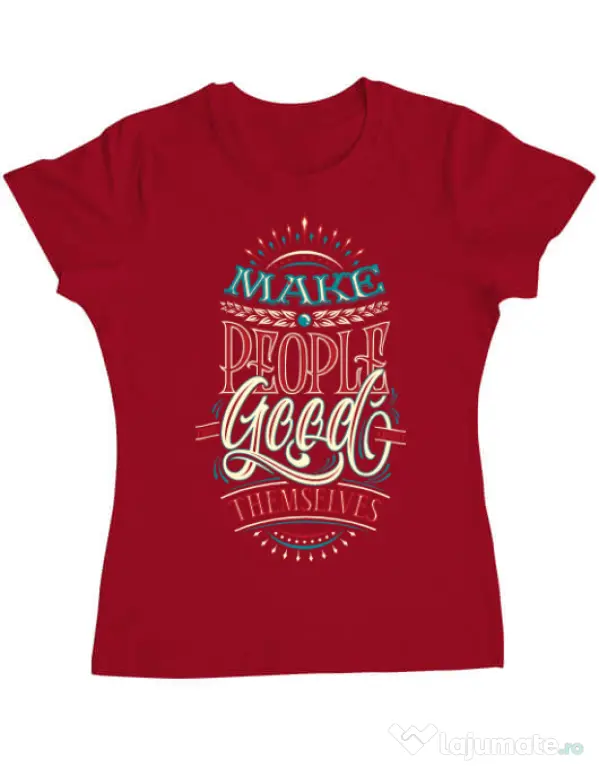 Tricou ADLER dama Make people feel good Rosu