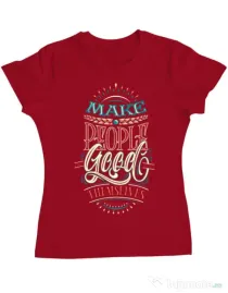Tricou ADLER dama Make people feel good Rosu