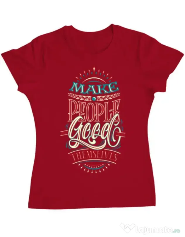 Tricou ADLER dama Make people feel good Rosu