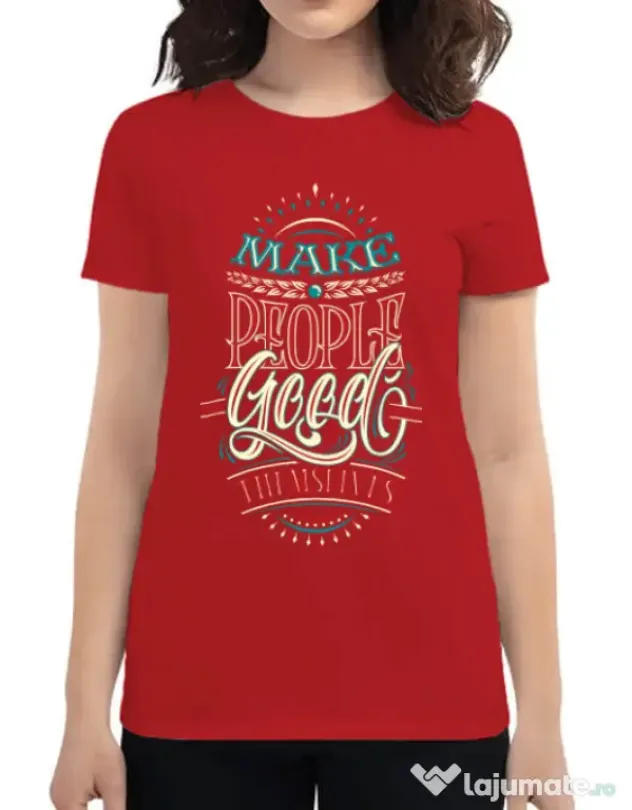 Tricou ADLER dama Make people feel good Rosu