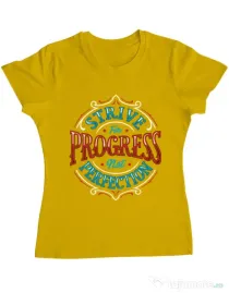 Tricou ADLER dama Strive For Progress Not Perfection Galben