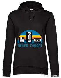 Hoodie dama cu gluga Never forget Negru