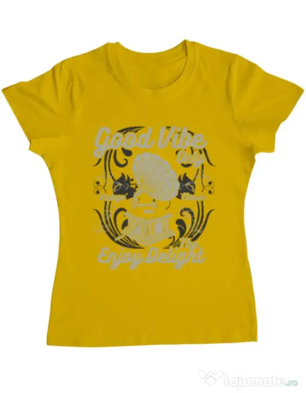 Tricou ADLER dama Good Vibe Only Galben