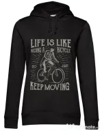 Hoodie dama cu gluga Life Is Like Riding A Bicycle Negru