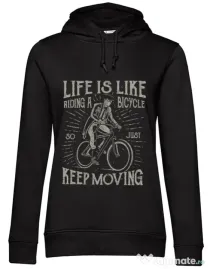 Hoodie dama cu gluga Life Is Like Riding A Bicycle Negru