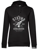 Hoodie dama cu gluga Be Strong and Courageous Negru