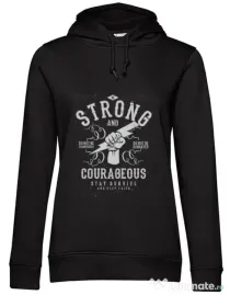 Hoodie dama cu gluga Be Strong and Courageous Negru