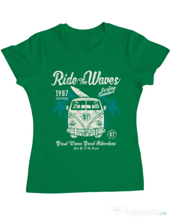 Tricou ADLER dama Ride The Waves Verde mediu