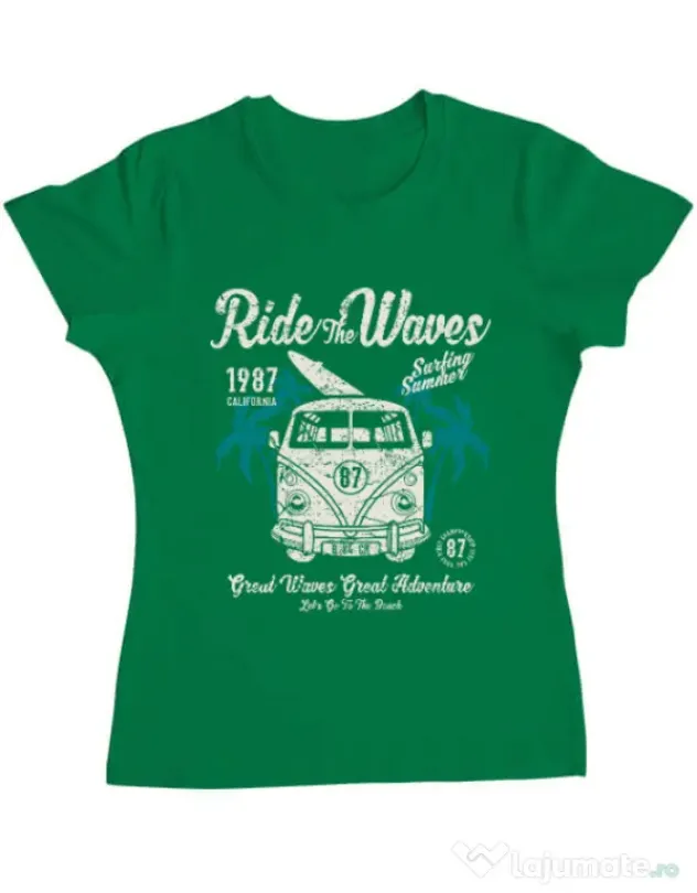 Tricou ADLER dama Ride The Waves Verde mediu