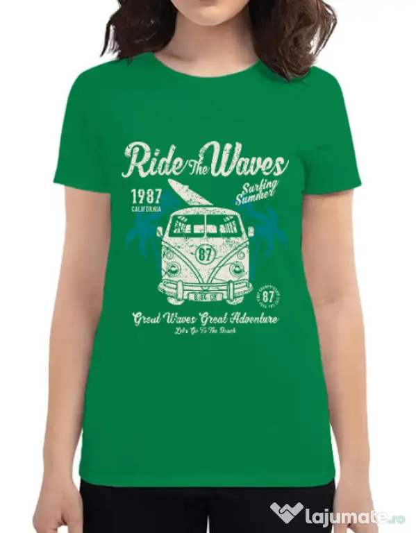 Tricou ADLER dama Ride The Waves Verde mediu
