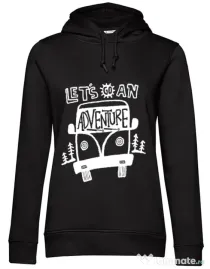 Hoodie dama cu gluga Lets Go an Adventure Negru