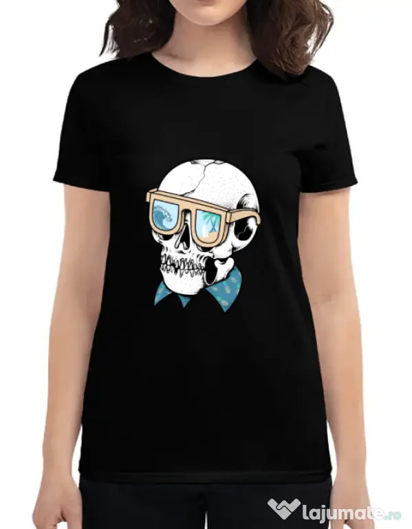 Tricou ADLER dama Skull Holiday Negru