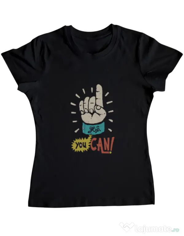 Tricou ADLER dama Yes You Can Negru