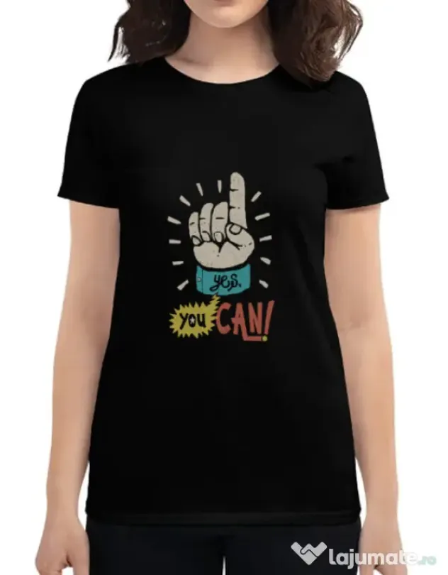 Tricou ADLER dama Yes You Can Negru
