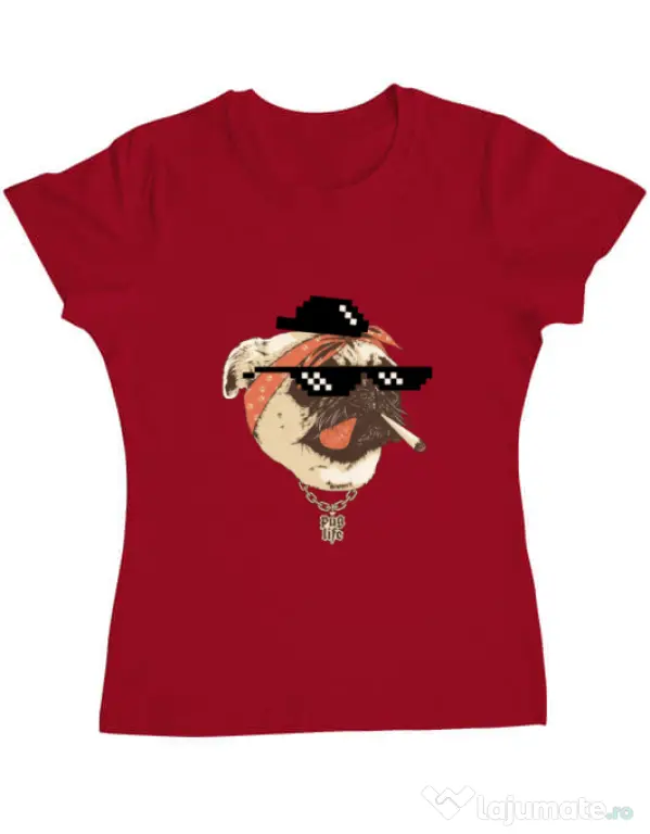 Tricou ADLER dama Pug Life Rosu