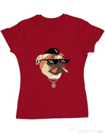 Tricou ADLER dama Pug Life Rosu