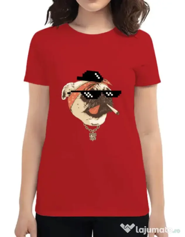 Tricou ADLER dama Pug Life Rosu