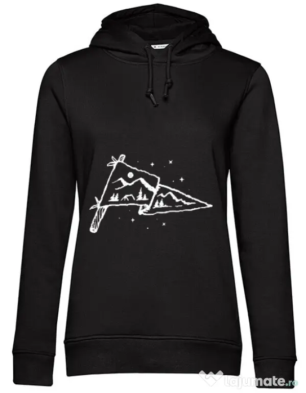 Hoodie dama cu gluga Camp Flag Negru