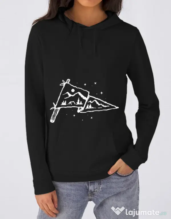 Hoodie dama cu gluga Camp Flag Negru