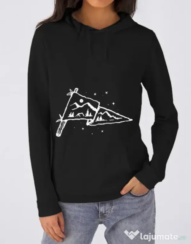 Hoodie dama cu gluga Camp Flag Negru