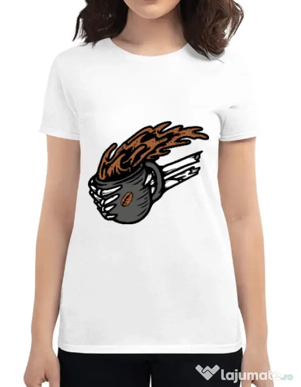 Tricou ADLER dama Coffee First Alb