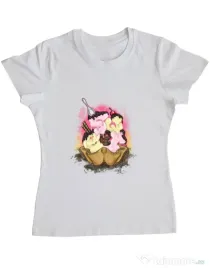 Tricou ADLER dama sweet ice cream lettering Alb