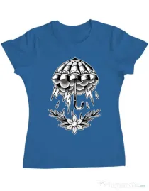 Tricou ADLER dama Umbrella Tattoo Albastru azuriu