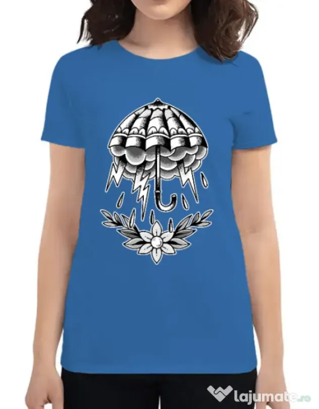 Tricou ADLER dama Umbrella Tattoo Albastru azuriu