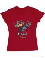 Tricou ADLER dama Wake up and drink a coffee Rosu