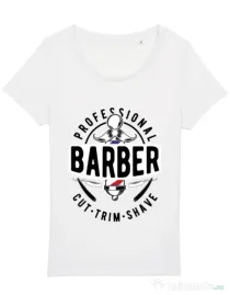 Tricou STANLEY STELLA dama Professional barber Alb